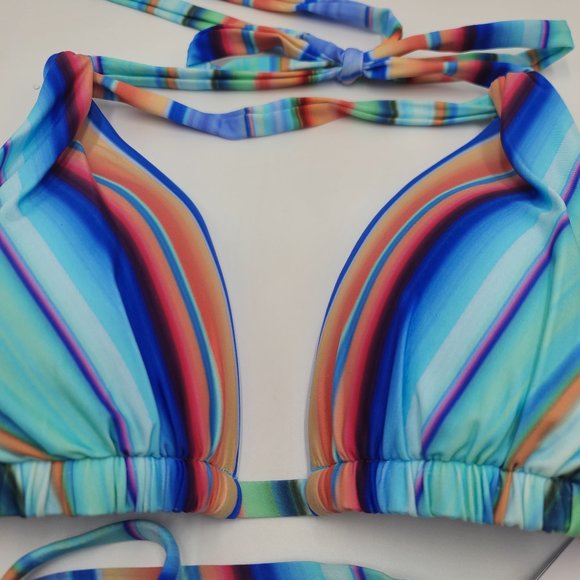 NWT La Blanca Sunset Striped Triangle Bikini Top - Picture 6 of 10